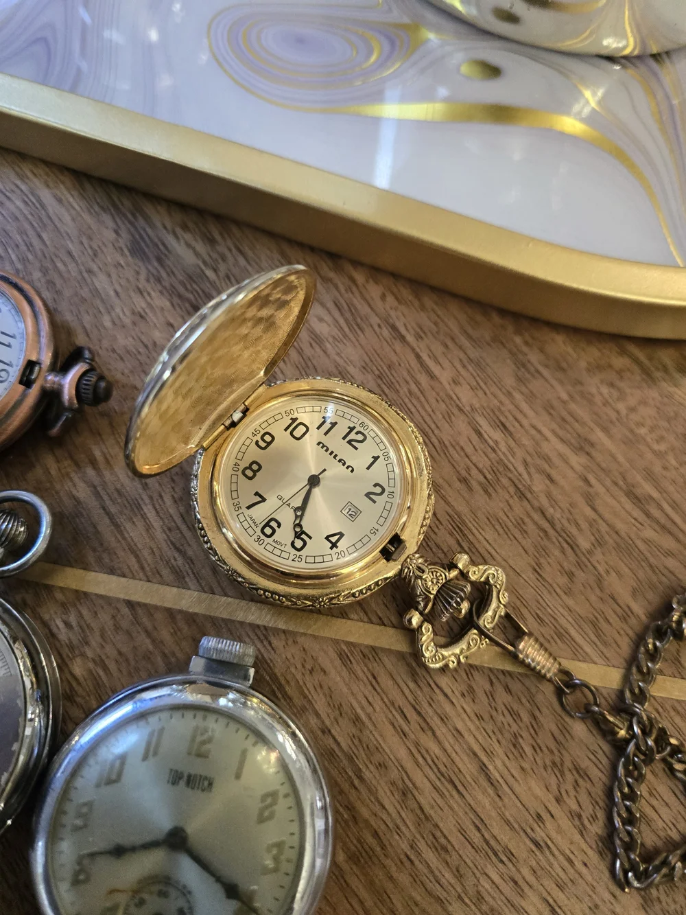 Classic Mixed-Metal Pocket Watch Collection - Silver, Gold, Not Working